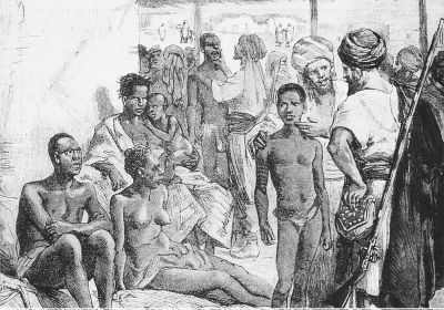 Gravure reprsentant un march aux esclaves (BH BR / 2402).