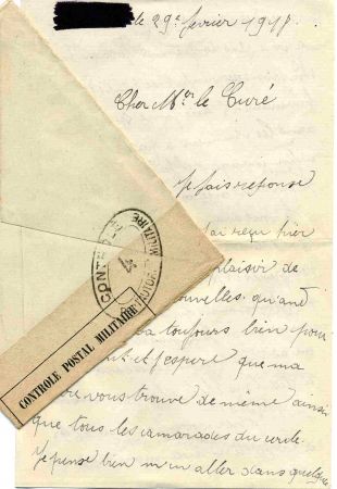Lettre de Jacquet au cur d'Iguerande, 29 fvrier 1918 (13J)