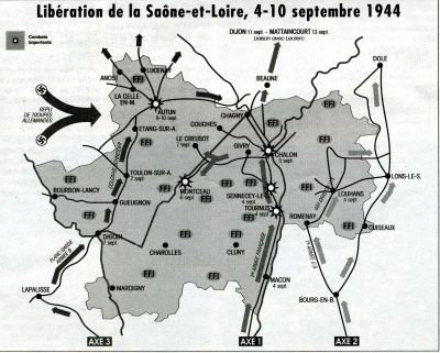 Carte de la Libration de la Sane-et-Loire