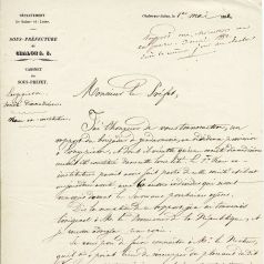 Rapport du sous-prfet de Chalon-sur-Sane au prfet, 1er mai 1852 (M 121)