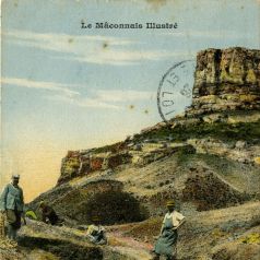 Carte postale colorise, fouilles de Solutr, 1926 (6 Fi 9906)