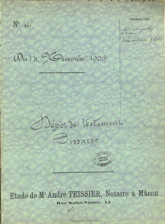 Ppites d'archives, testament de C. Pissaro (3E 24162)