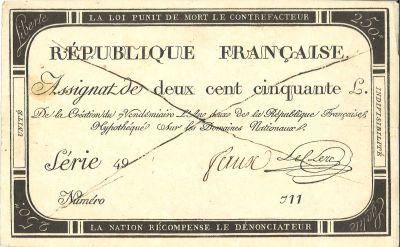 Faux assignat du fonds d'archives de l'hpital de Cuiseaux (H DEP Cuiseaux 4972)