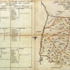 Carte de l'archiprtr de Vauxrenard et limites, 1743 (4G 1)
