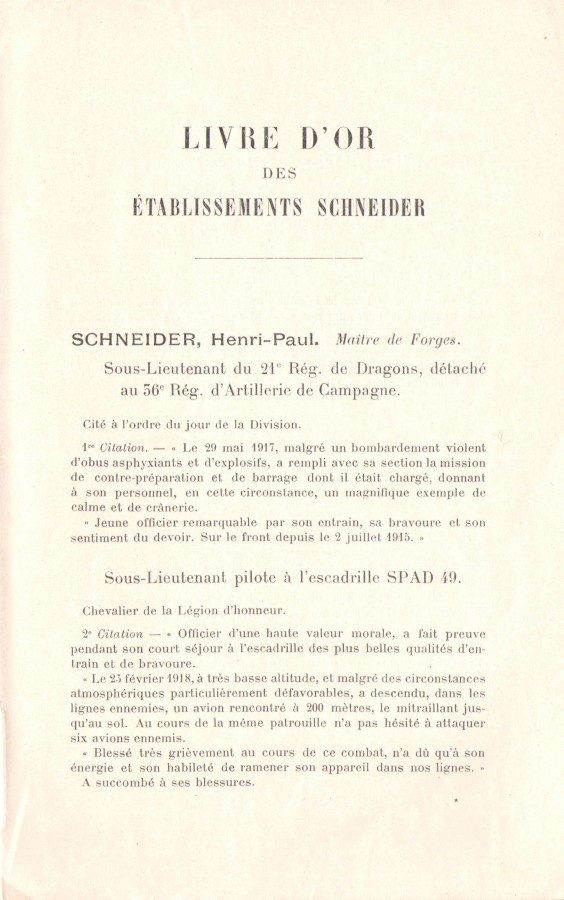 Livre d'or Schneider 1