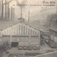 Le Creusot. Grande Forge et [mention manuscrite ajoutée] Petits Mills. Carte postale mise en circulation le 11 octobre 1910. Collection privée.