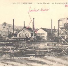 Le Creusot. Puits Manby et Fonderie d'acier. Carte postale mise en circulation le 11 juillet 1918. Collection privée.