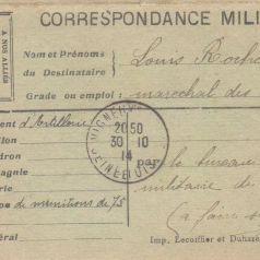 Correspondance militaire de Louis Rochette, carte en circulation le 30 octobre 1914. Collection Rochette