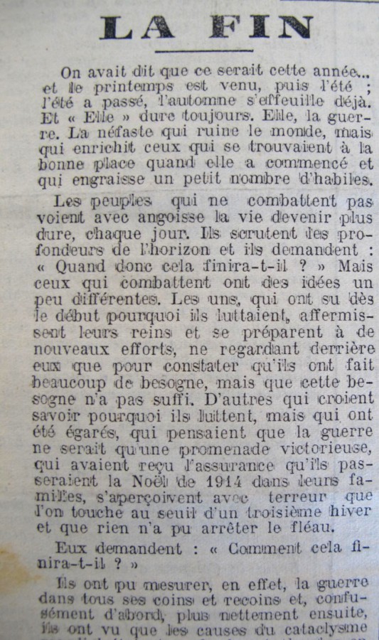 Le Progrès de Saône-et-Loire, 4 novembre 1916. ADSL PR 97/79