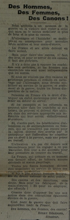Le Progrès de Saône-et-Loire, 1er décembre 1916. ADSL, PR 97/79