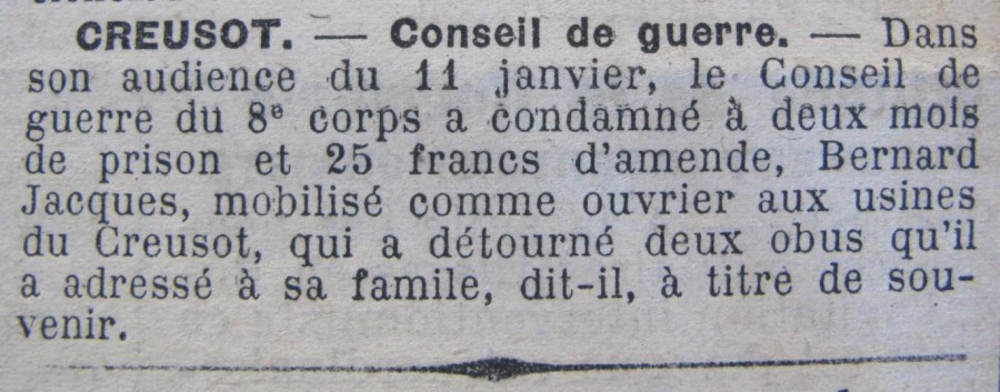 Le Progrès de Saône-et-Loire, 16 janvier 1916. ADSL, PR 97/78