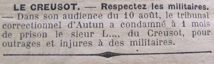 Le Progrès de Saône-et-Loire, 13 août 1915. ADSL, PR 97/77