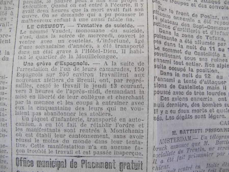 Le Progrès de Saône-et-Loire, 16 juillet 1916. ADSL, PR 97/79