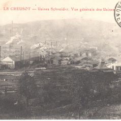 Le Creusot, Plaine des Riaux.  Carte en circulation le 30 décembre 1915.  Collection privée.