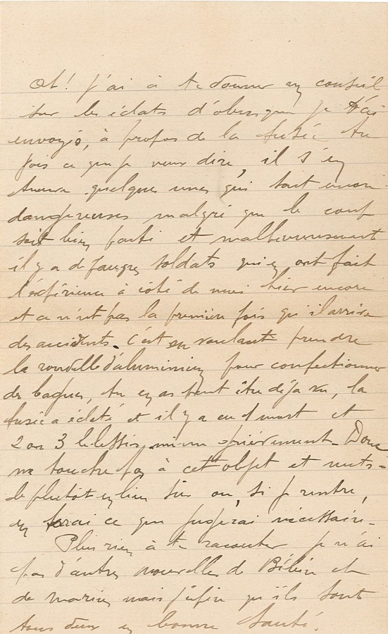 Lettre de Jean Jusot à son épouse Jeanne, 10 mai 1915. CUCM, dépôt Famille Jusot