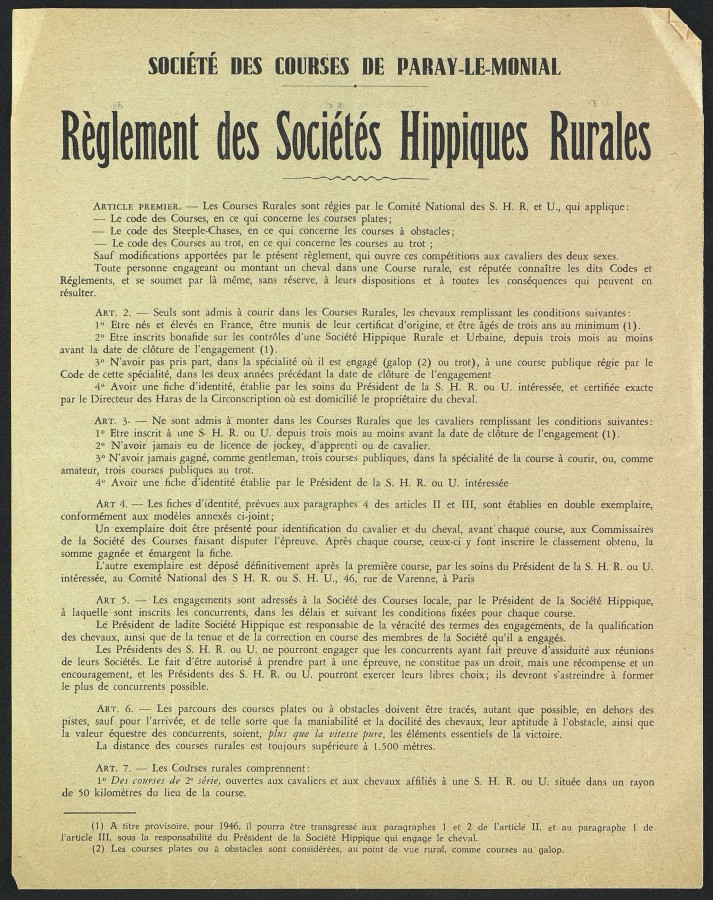 Rglement des socits hippiques rurales et photographie de jockey en selle (4 ETP 821 et 422, 19me-20me sicle) Page 1/3